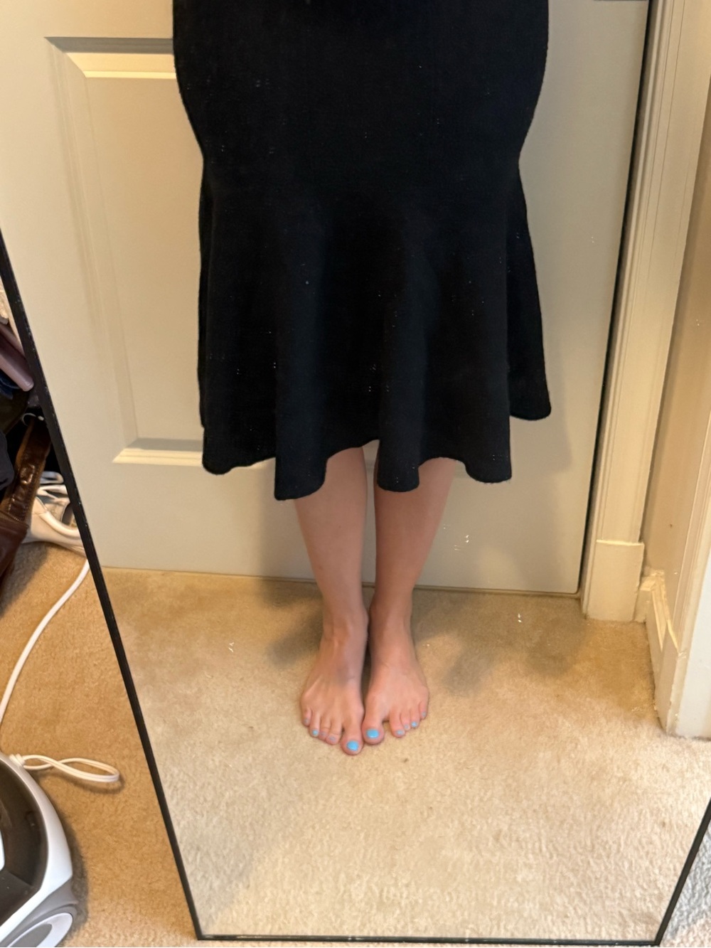Flared Black Midi Skirt - Women's Elegant A-Line